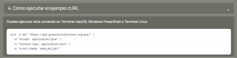 cURL command example for testing the GJD API